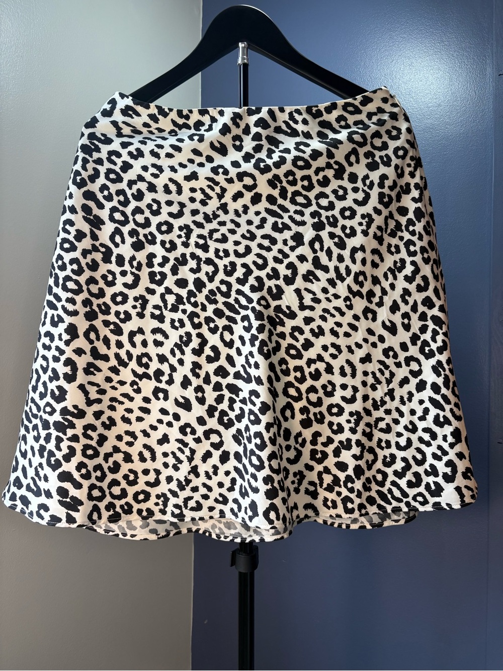 Express Leopard Print Circle Skirt - White and Black